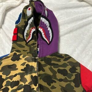 Multicoloured brand Bape sweater zip up hoodie/boys large fits size small womens